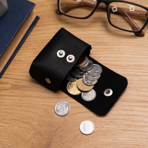 Leder Münzbeutel Gürtel, Leder Münztasche, Schwarze Geldbörse, personalisierte Münztasche, Schwarzer Münzbeutel, Benutzerdefinierte Münztasche