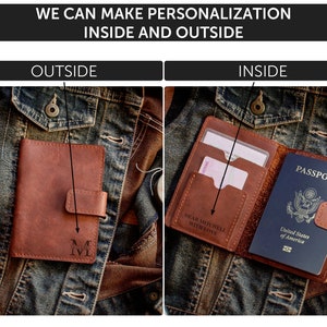 Personalised passport holder,Travel gift for men,Engraved passport cover,Custom travel wallet image 4