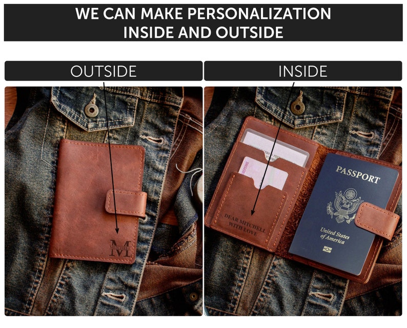 Personalised passport holder,Travel gift for men,Engraved passport cover,Custom travel wallet image 4