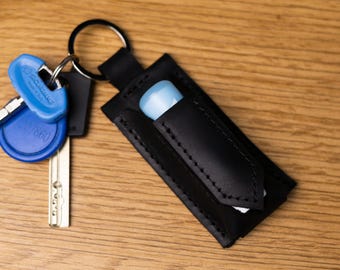 Leather chapstick holder, Chapstick keychain holder, Small gift women, Chapstick case keychain monogrammed, Leather lip balm holder belt