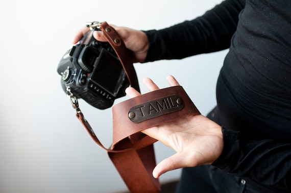 Leather camera strap with name,Camera accessories,Leather camera holder,Photographer gift,Custom camera strap,Personalized camera strap