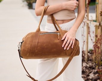 Leather travel bag, Wedding overnight bag, Travel bag for women, Leather duffel bag, Leather weekender bag, Gym bag leather