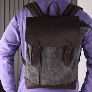 Canvas backpack laptop,Canvas rucksack,Mens backpack laptop,Leather backpack men,Laptop backpack men,Leather backpack laptop