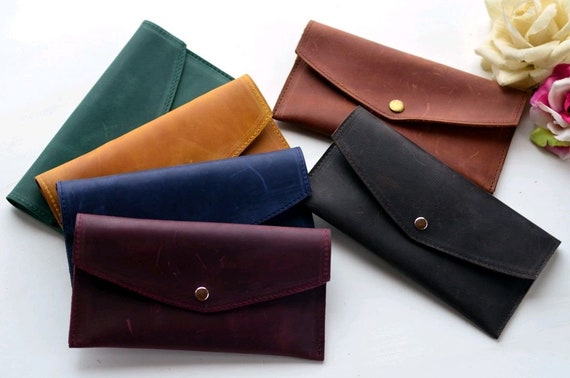 Amazon.com: M.lemo925 Envelope wallet Purse for Women Genuine Leather  Credit Card Holder Slim Wallet Clutch Bag : Clothing, Shoes & Jewelry