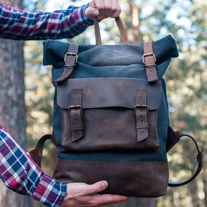 Canvas backpack,Waxed canvas backpack,Men canvas backpack,Laptop backpack,Roll top backpack,Custom backpack,Rolltop backpack,Mens backpack