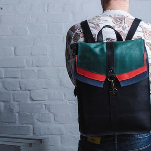 Three color backpack,Laptop backpack,School backpack,Leather backpack,Hipster backpack,Waterproof backpack,Leather backpack men,Rucksack image 10