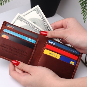 Cartera de cuero para hombre, Cartera minimalista, Cartera de cuero para hombre, Cartera para hombre, Cartera grabada, Cartera de cuero para tarjetas, Cartera personalizada, Cartera de hombre