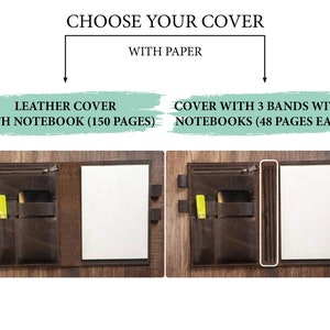 Couverture de cahier en cuir A4, couverture de cahier en cuir personnalisée, couverture de cahier en cuir rechargeable, couverture de cahier personnalisée, couverture de cahier A6 image 8