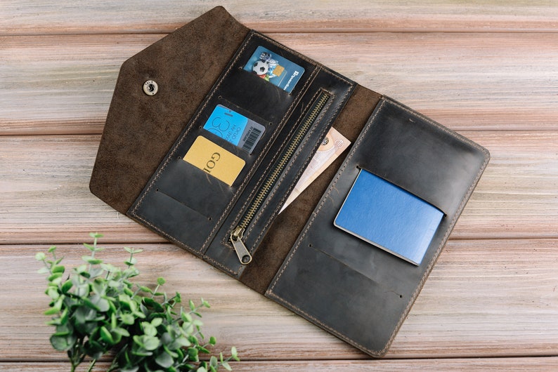 Travel wallet organizer,Leather travel wallet,Leather passport wallet,Travel document wallet,Passport travel wallet image 1