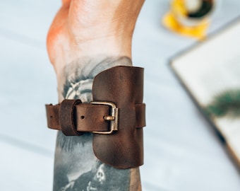Leather buckle bracelet, Wide leather bracelet for men, Leather cuff bracelet men wide, Biker bracelet men, Handmade bracelet men