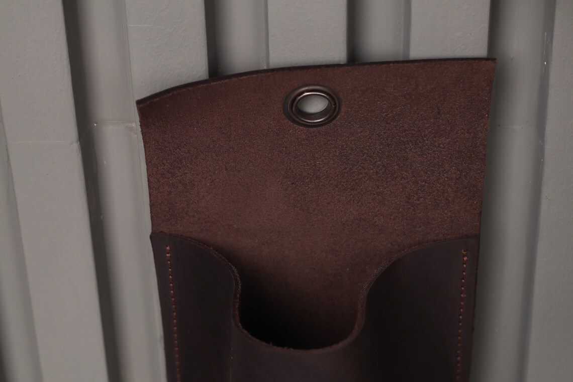 Remote Control Holderleather Wall Pocketleather Hanging Etsy