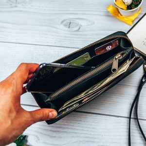 Cartera de cuero para hombre, Cartera con cremallera, Cartera con cremallera para hombre, Cartera con cremallera de cuero, Cartera grabada, Cartera personalizada, Cartera minimalista, Cartera con cremallera