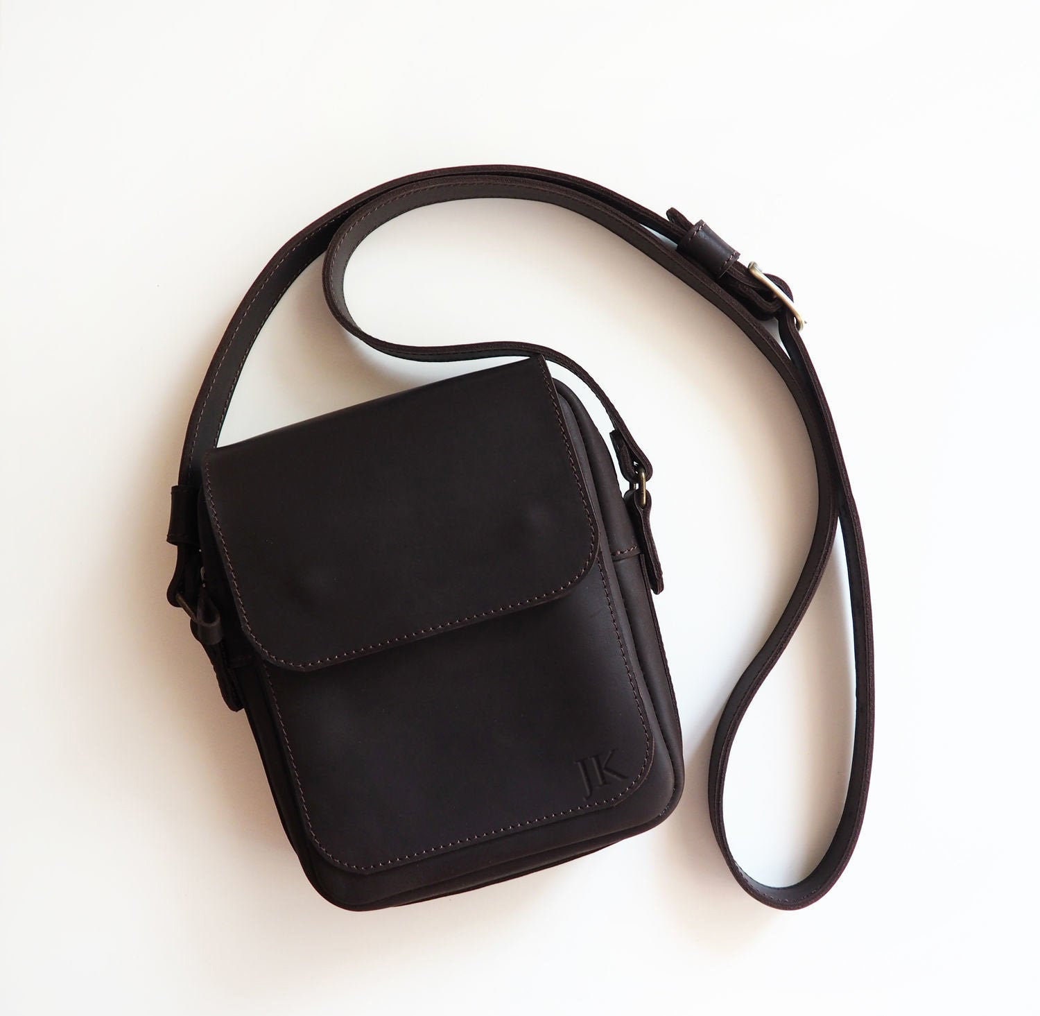 Mini Locò Crossbody Calfskin Bag for Man in Black