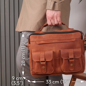 Cartera de cuero para hombre, Cartera de cuero para hombre, Cartera de cuero para hombre, Bolsa de computadora hecha a mano, Bolsa de hombro para hombre, Cartera de cuero para mensajero imagen 4