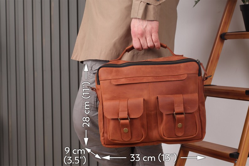 Cartera de cuero para hombre, Cartera de cuero para hombre, Cartera de cuero para hombre, Bolsa de computadora hecha a mano, Bolsa de hombro para hombre, Cartera de cuero para mensajero imagen 4