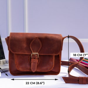 Small leather crossbody bag women, Leather crossbody purse, Mini messenger bag, Crossbody satchel purse, Womens small purse, Handcrafted bag image 3