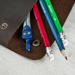 Custom leather pencil case, Leather pencil holder, Artist pencil case, Leather pencil case pouch, Leather pen sleeve, Pencil bag leather image 10