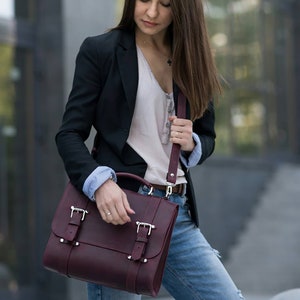 Leather briefcase bag women, Leather briefcase for laptop, Womens briefcase bag, Leather briefcase women, Laptop handbag, Laptop satchel image 2