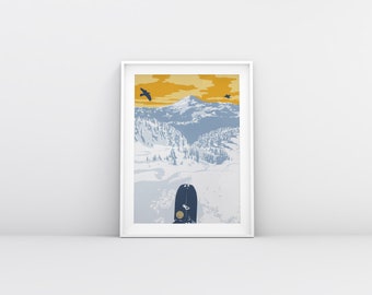 Powder Paradise: Stunning Snowboard Poster