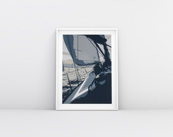 Sailing Poster Printed on Eco Paper | Matte Finish Wall Art for Coastal Home Decor