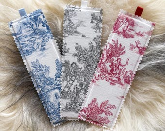 FRENCH Toile de Jouy - Hand Made Fabric Bookmark