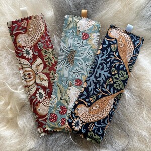 William Morris - Strawberry Thief - Hand Made Fabric Bookmark - Book gifts | Gifts for Book Lovers | Reading Gift | Bookish | Handmade