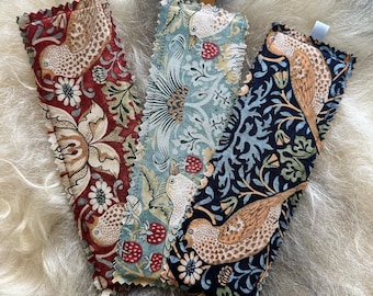 William Morris - Strawberry Thief - Hand Made Fabric Bookmark