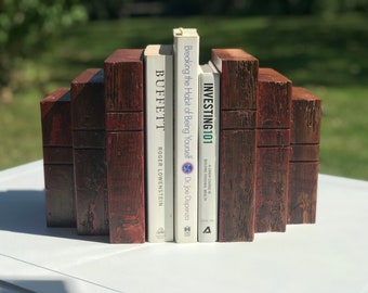 Book Shaped Bookends | Rustic Bookends | Weathered Decor | Gifts For Him | Gifts For Her | Library Decor  | Home Decor | Book Lovers