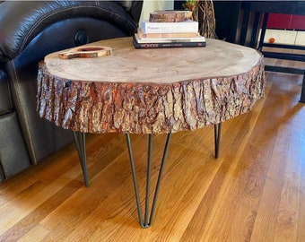 Raw Edge Table | Raw Wood | Coffee Table | End Table | Raw Edge Coffee Table | Farmhouse | Country Style | Home Decor | Interior Design |