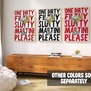 SOLO VERDE Impresión de Martini Sucio y Asqueroso Arte de Martini Póster Retro Arte de Pared Imprimible Moderno Estética Preppy Funky Dormitorio Collage Verde imagen 3