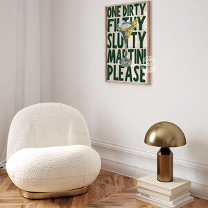 SOLO VERDE Impresión de Martini Sucio y Asqueroso Arte de Martini Póster Retro Arte de Pared Imprimible Moderno Estética Preppy Funky Dormitorio Collage Verde imagen 4