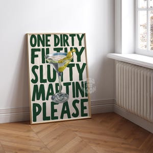 SOLO VERDE Impresión de Martini Sucio y Asqueroso Arte de Martini Póster Retro Arte de Pared Imprimible Moderno Estética Preppy Funky Dormitorio Collage Verde imagen 5