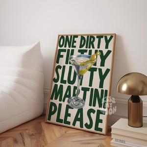 SOLO VERDE Impresión de Martini Sucio y Asqueroso Arte de Martini Póster Retro Arte de Pared Imprimible Moderno Estética Preppy Funky Dormitorio Collage Verde imagen 6
