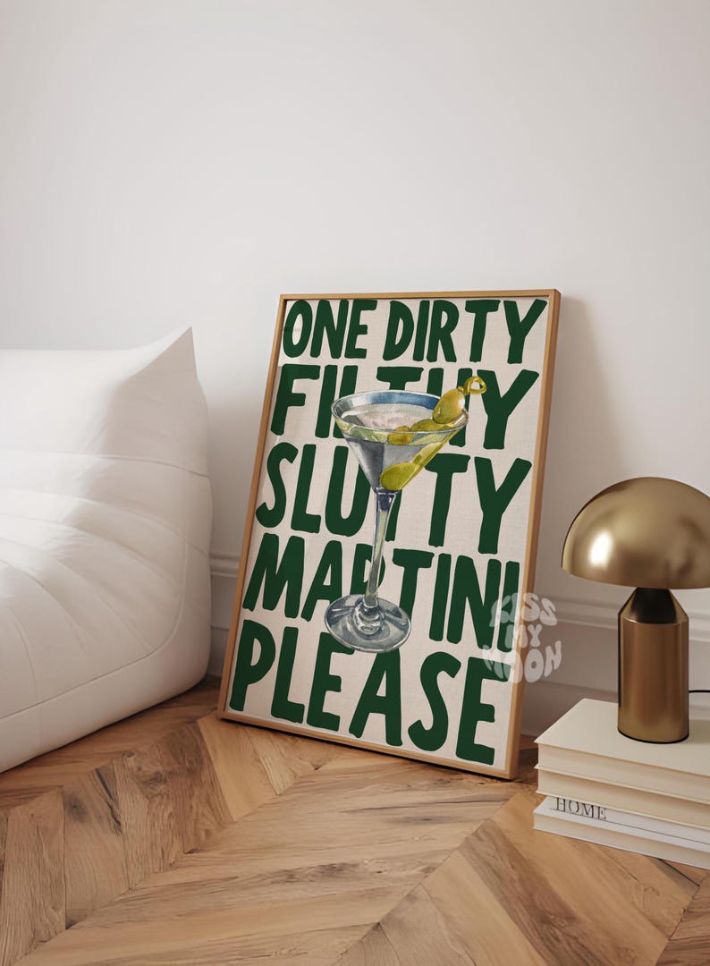 SOLO VERDE Impresión de Martini Sucio y Asqueroso Arte de Martini Póster Retro Arte de Pared Imprimible Moderno Estética Preppy Funky Dormitorio Collage Verde imagen 6