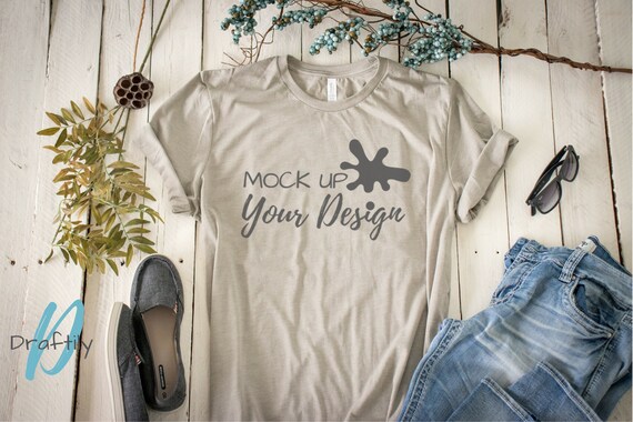 Bellacanvas 3001 Unisex T-Shirt Mockup Heather Stone