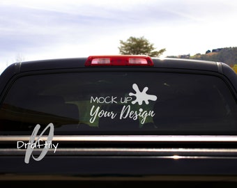 Download Free Window Decal Mockup Mock Up Truck Car Suv Rear Window Background Photo Styled Stock Photo Vinyl Svg And Png PSD Mockup Template