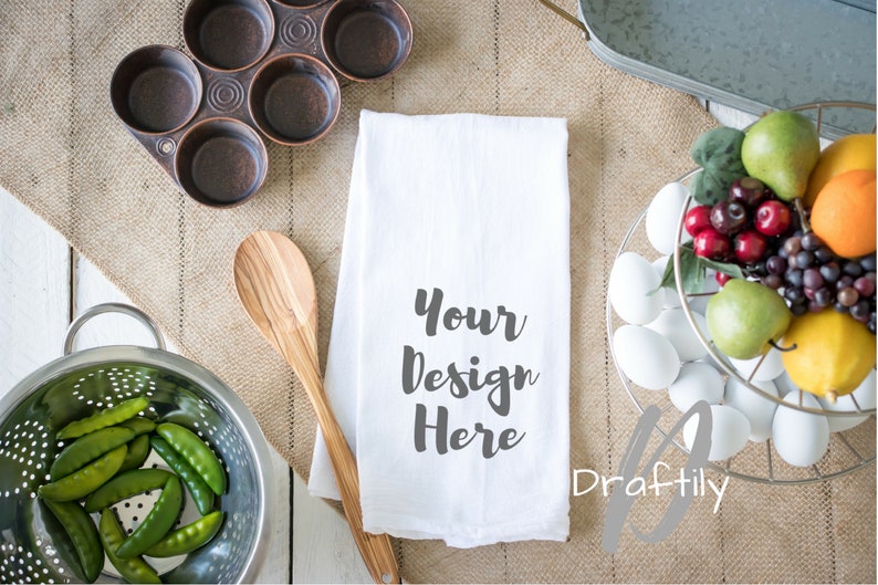 Download White Flour Sack Towel Mockup Flour Sack Tea Towel Kitchen ...
