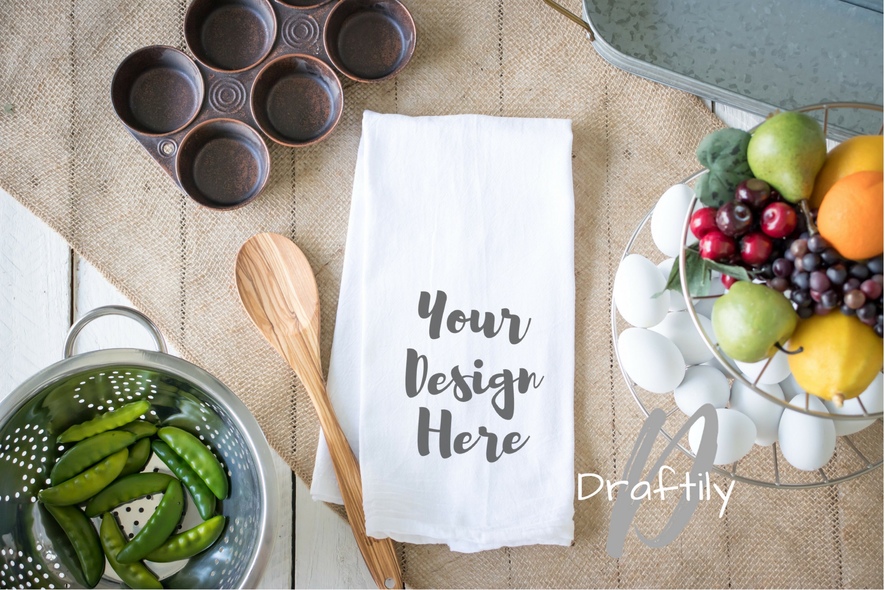 Download White Flour Sack Towel Mockup Flour Sack Tea Towel Kitchen ...