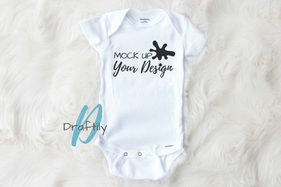 Onesie Mockup Gerber White Short Sleeve Flat Lay Styled Etsy