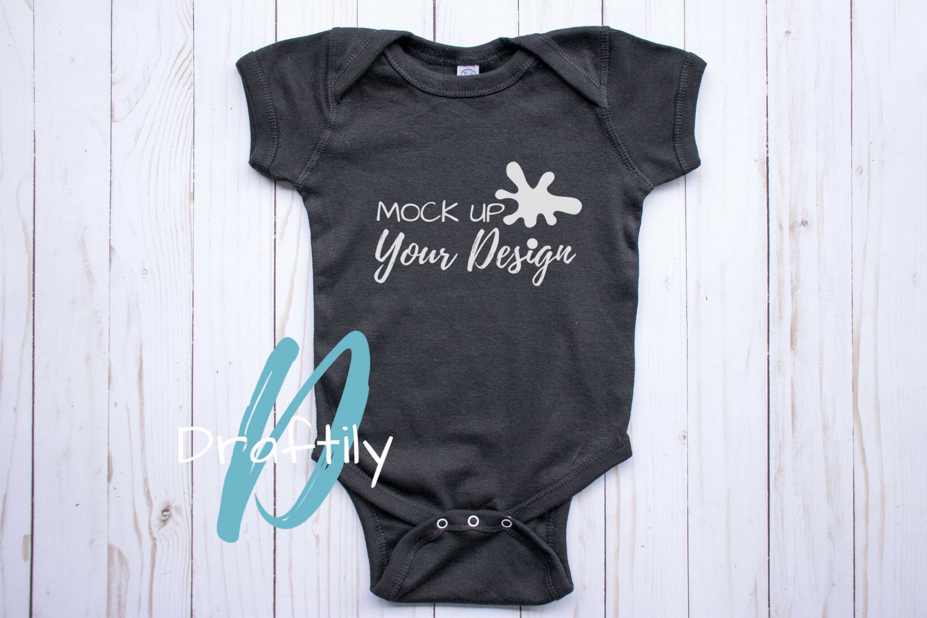 Rabbit Skins Bodysuit Mock Up Black Short Sleeve Infant Baby Etsy