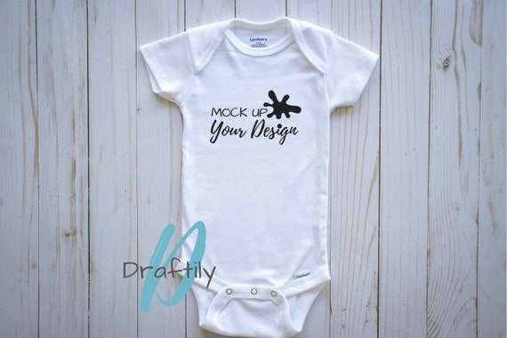 Onesie Mockup Gerber White Short Sleeve Flat Lay Styled Etsy
