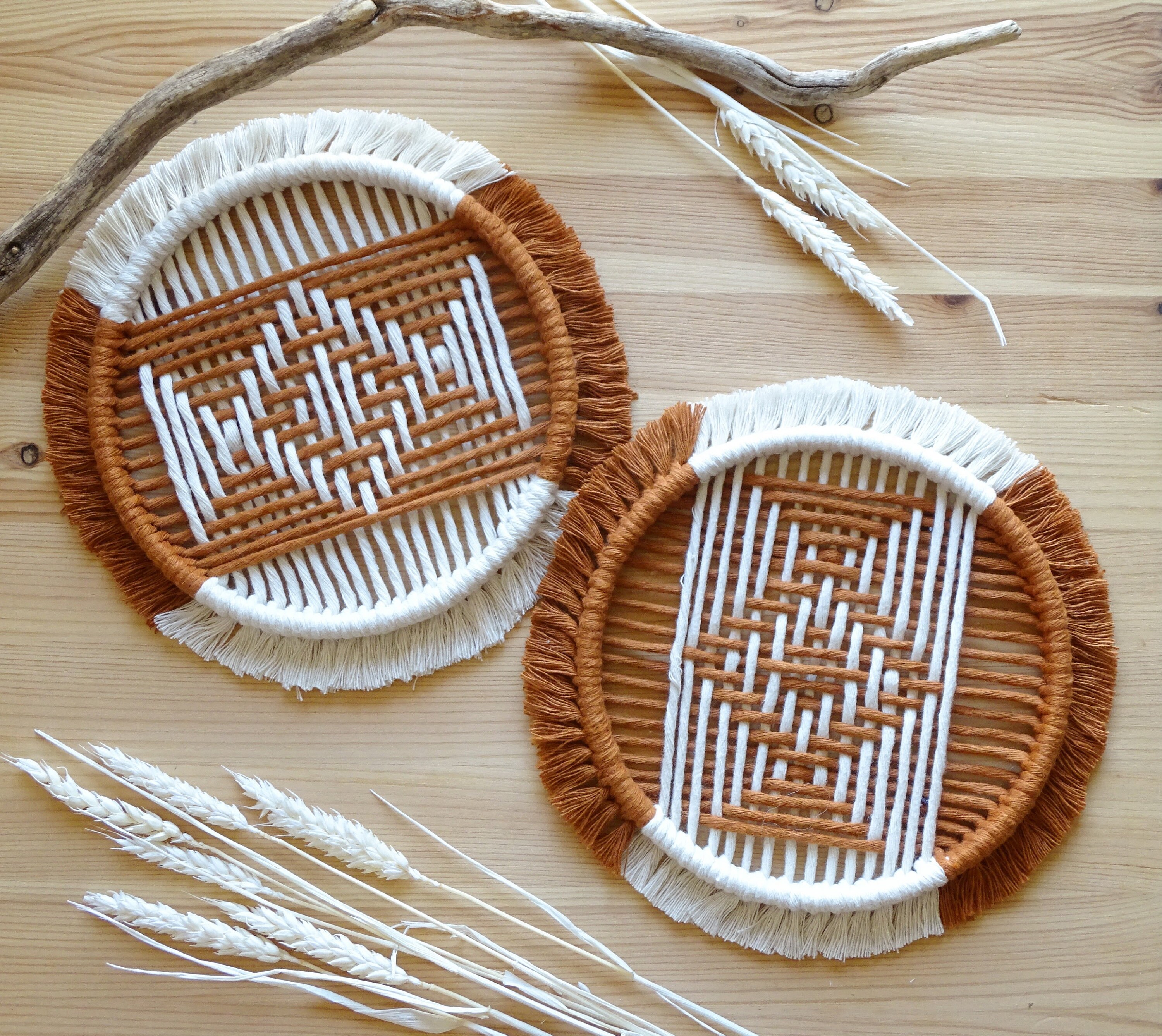 Macrame Circle Wall Hanging Set Geometric Wall Art. Woven Etsy