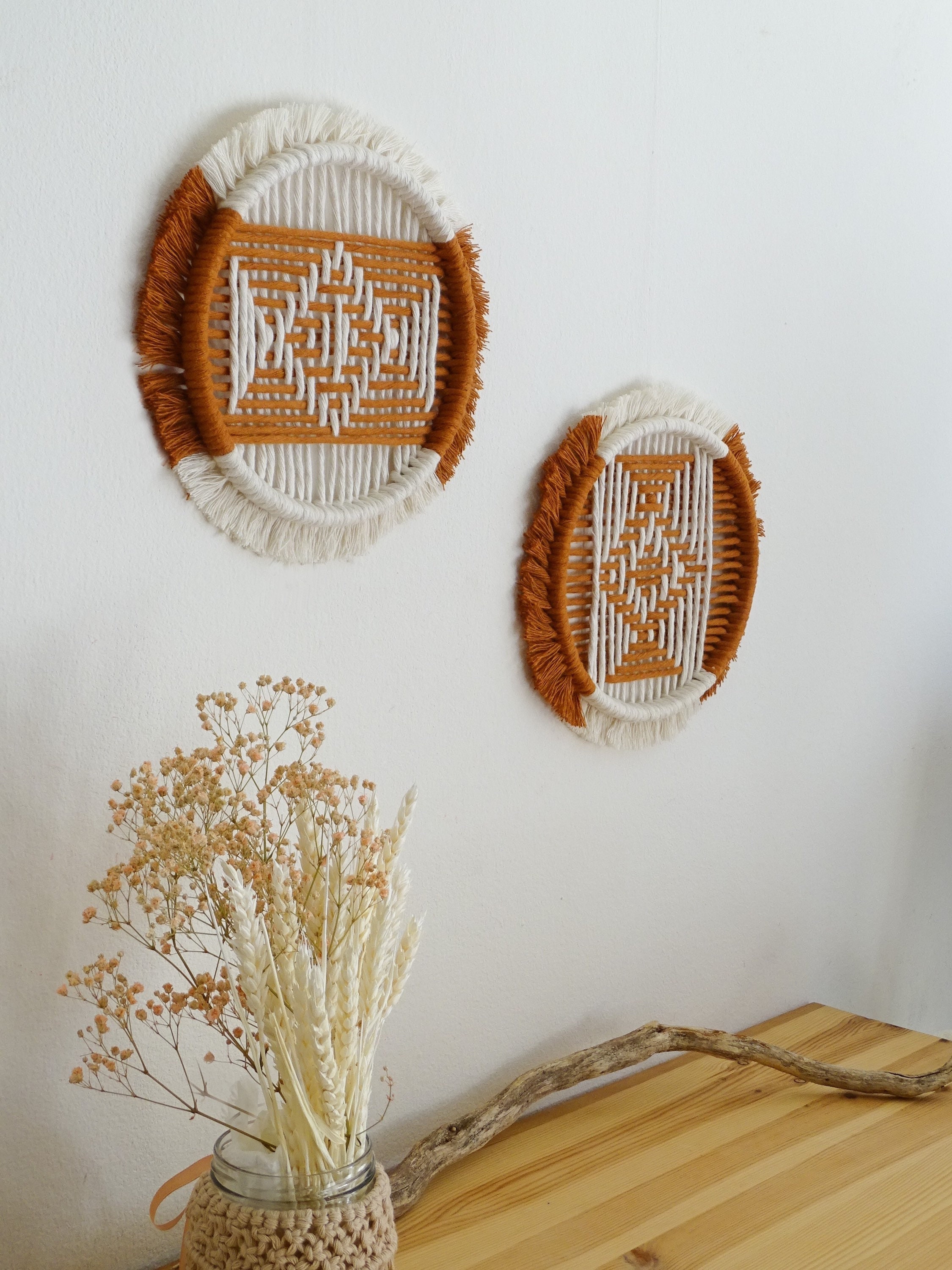 Macrame Circle Wall Hanging Set Geometric Wall Art. Woven Etsy
