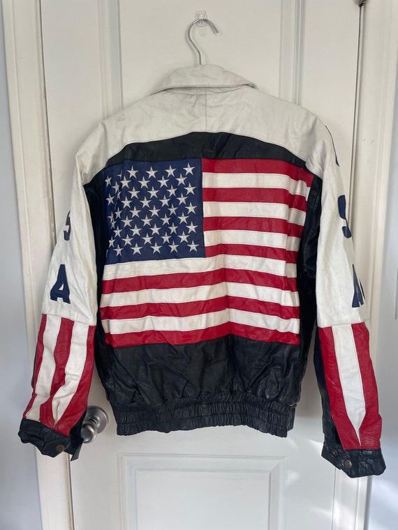 Vintage USA Flag Leather Jacket