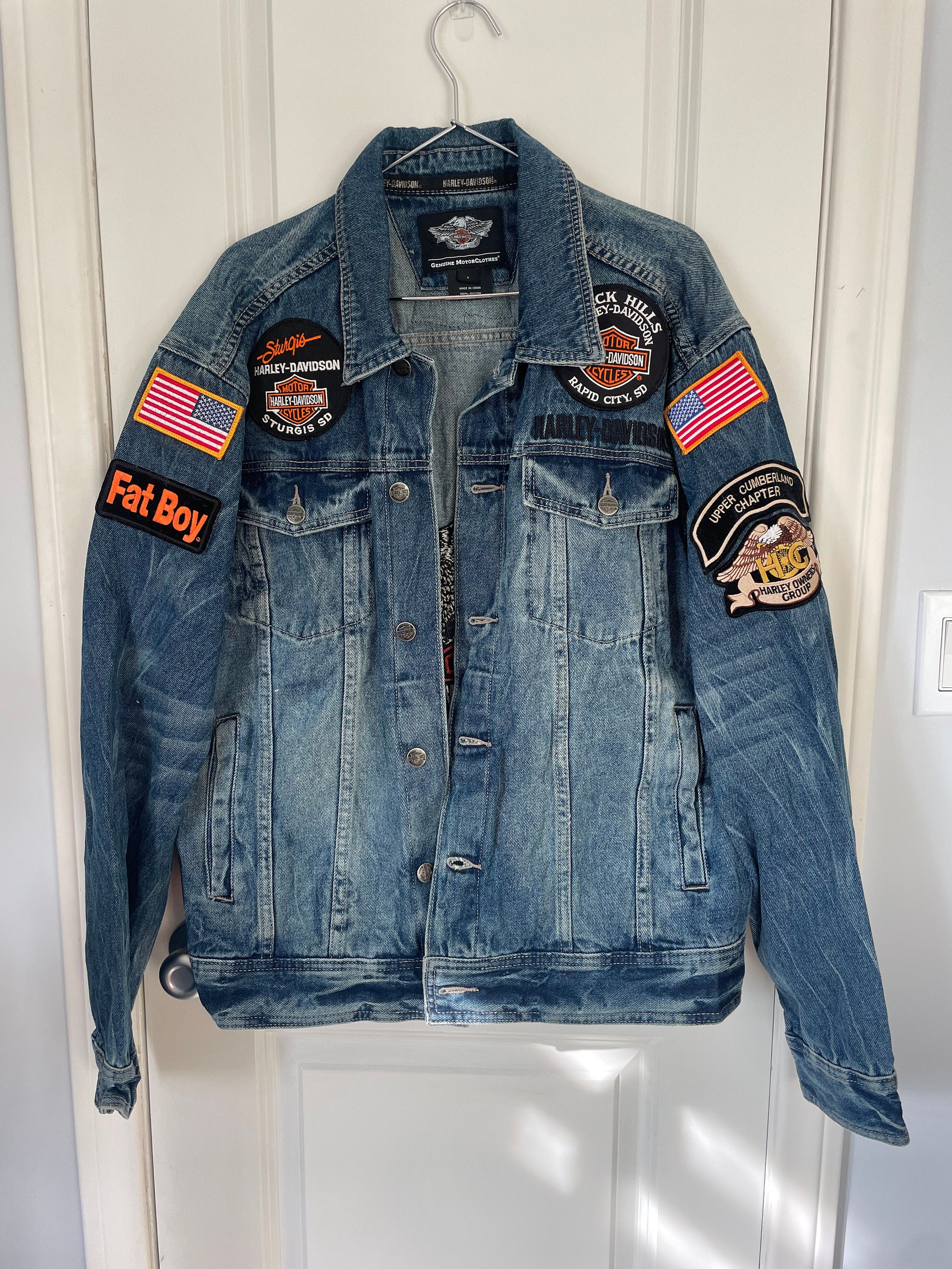 Harley Davidson Patched Denim Jacket - Etsy