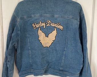 Veste en jean brodée Harley Davidson pour femme