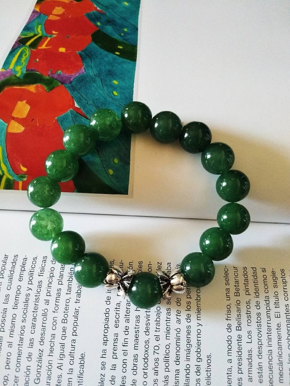 100/% Natural jade Stone Yellow Jade 20mm Bead Beads Bangle Stretchy Bracelet New