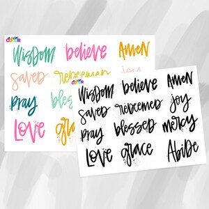 Messy Handlettered Words Bible Journaling Printable