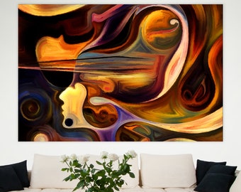 Abstract Face Canvas Etsy