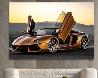 Lamborghini Murcielago VS Bull Car Poster Canvas Print Art Home Decor Wall Art